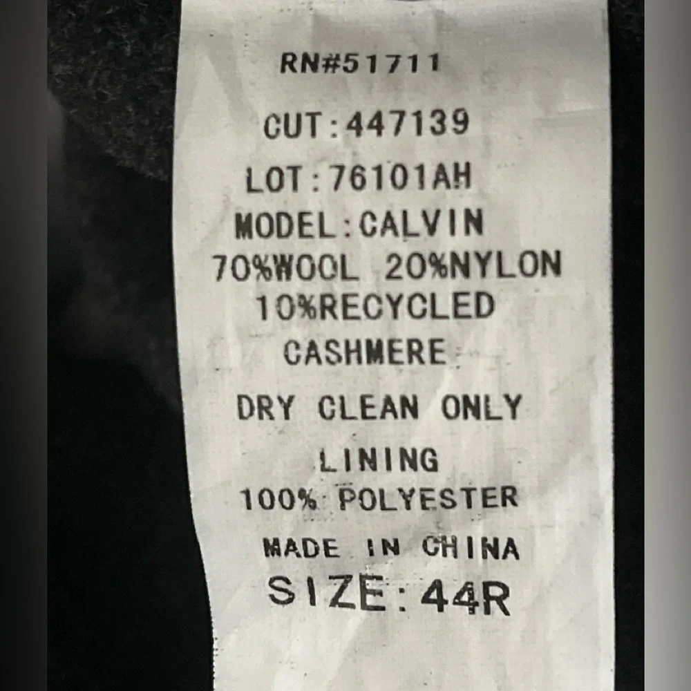 “Calvin Klein Wool Cashmere Overcoat 44R”